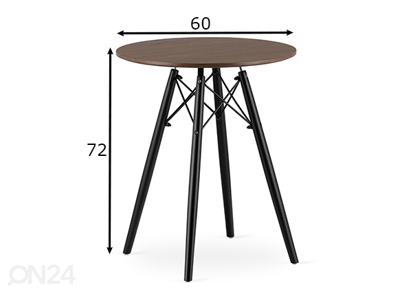 Обеденный стол Todi Ø60 cm, тёмный ясень размеры