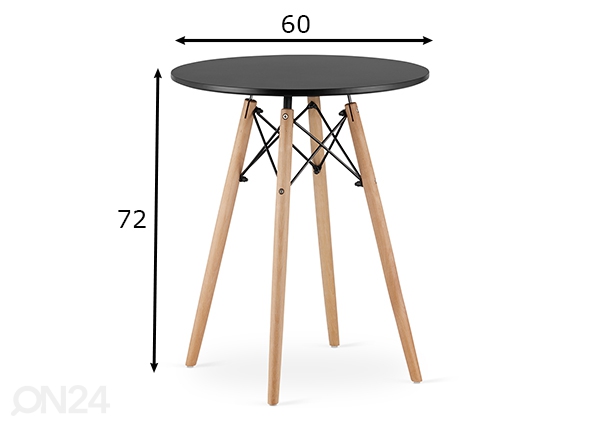 Обеденный стол Todi Ø60 cm, чёрный размеры