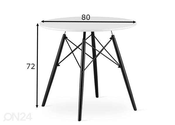 Обеденный стол Todi Ø80 cm, белый/чёрный размеры