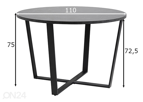 Обеденный стол Utah Ø110 cm размеры