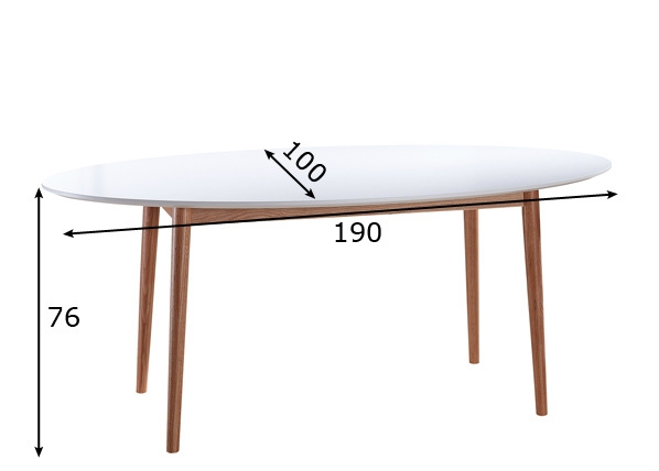 Обеденный стол Valencia 190x100 cm размеры
