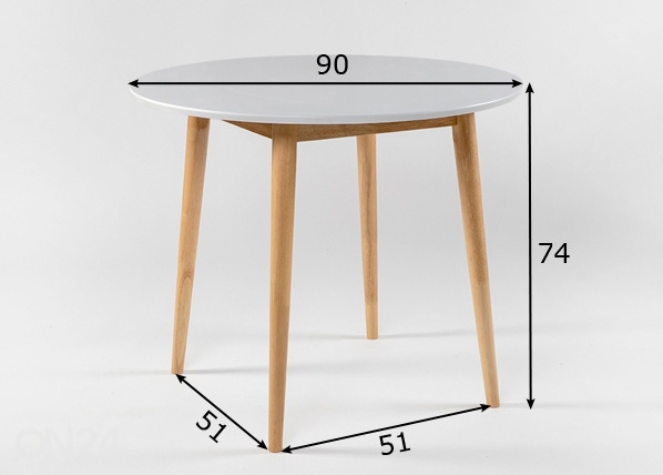 Обеденный стол Veneto Ø 90 cm размеры