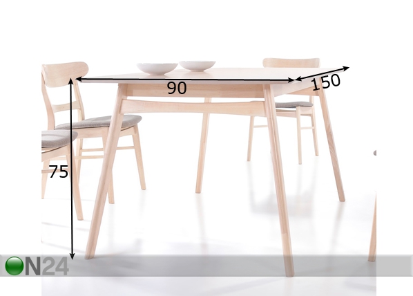 Обеденный стол Violet 90x150 cm размеры