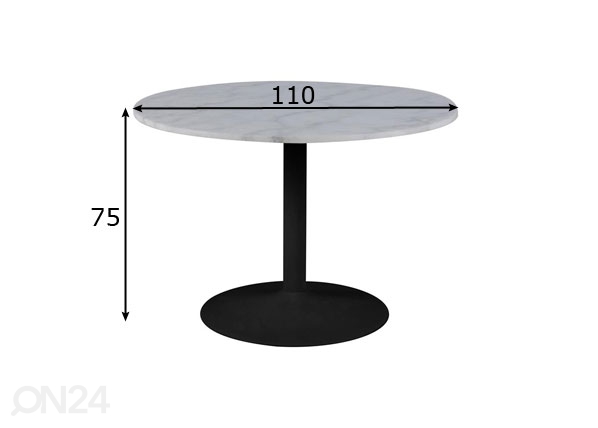 Обеденный стол Vista Ø110 cm размеры
