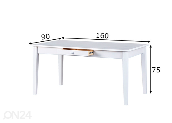 Обеденный стол Westerland 160x90 cm размеры