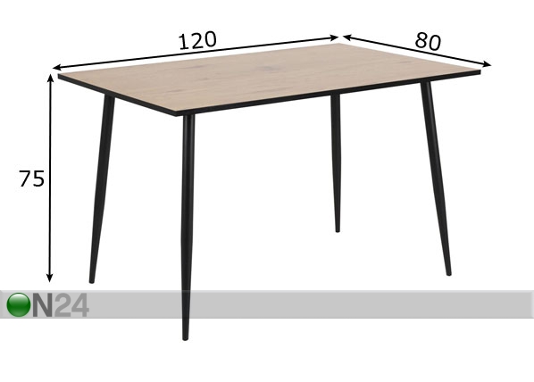 Обеденный стол Wichita 120x80 cm размеры