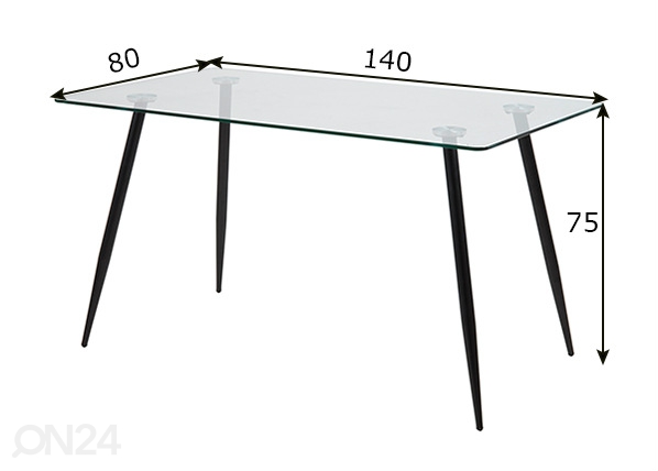 Обеденный стол Wichita 80x140 cm размеры