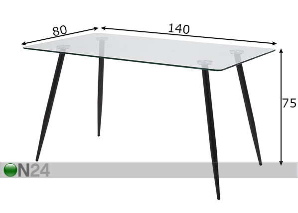 Обеденный стол Wilma 80x140 cm размеры