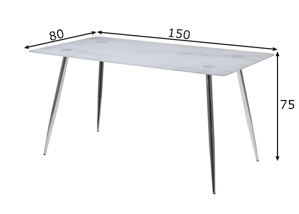 Обеденный стол Wilma 80x150 cm размеры