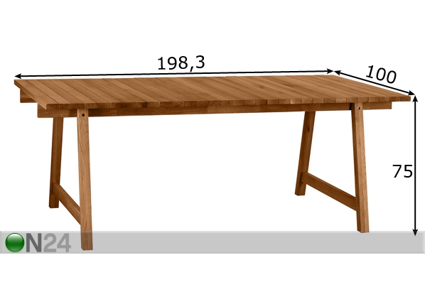Обеденный стол Wooden Beams 198x100 cm размеры