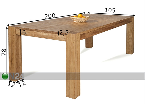 Обеденный стол Zeus 200x105 cm размеры