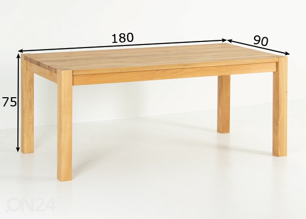 Обеденный стол из массива дуба 180x90 cm размеры