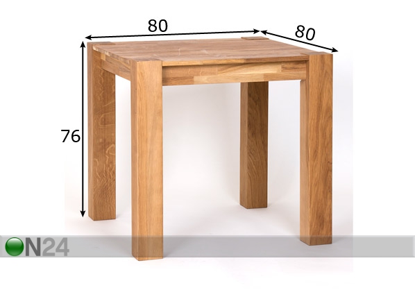 Обеденный стол из массива дуба 80x80 cm размеры