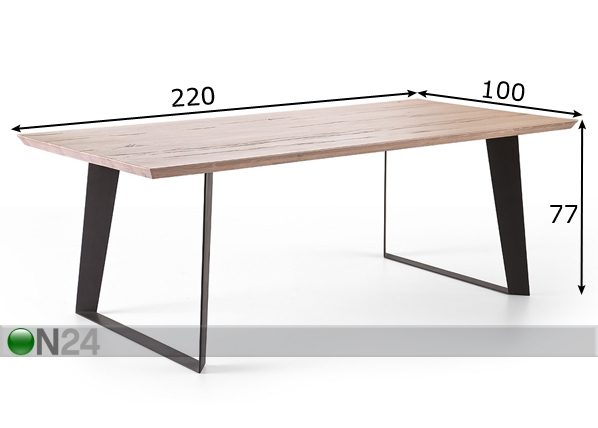 Обеденный стол из массива дуба Janek 220x100 cm размеры