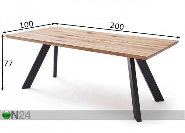 Обеденный стол из массива дуба Milton 200x100 cm размеры