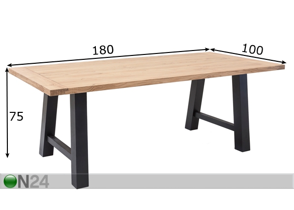 Обеденный стол из массива дуба Norma 180x100 cm размеры