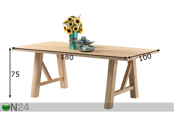 Обеденный стол из массива дуба Novara 180x100 cm размеры