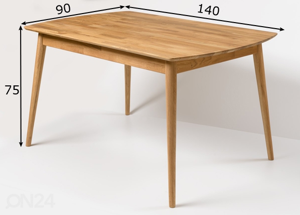 Обеденный стол из массива дуба Scan 140x90 cm размеры