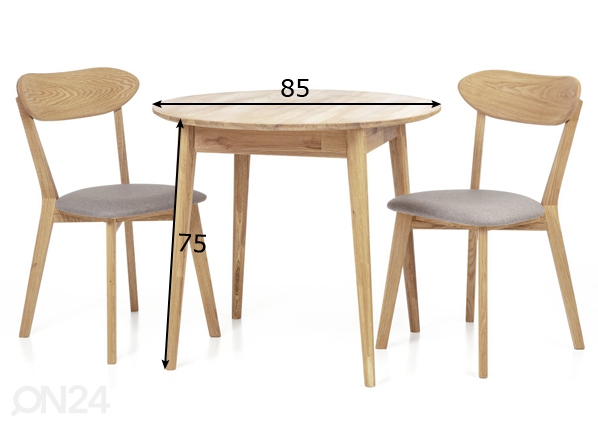 Обеденный стол из массива дуба Scan Ø 85 cm, белое масло размеры