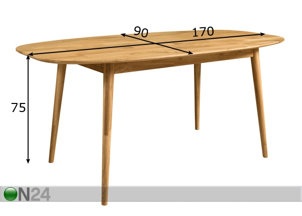Обеденный стол из массива дуба Scan17 170x90 cm размеры