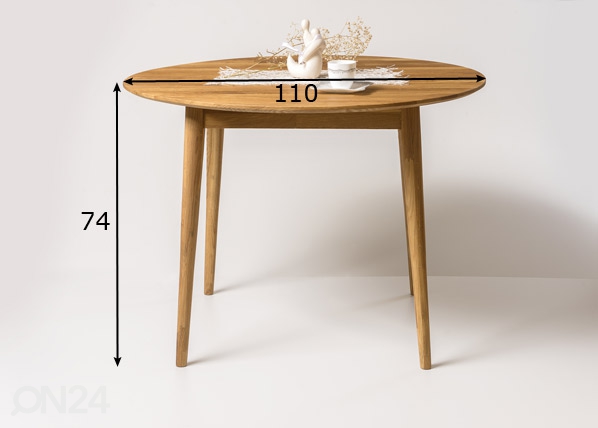 Обеденный стол из массива дуба Vienna Ø110 cm размеры