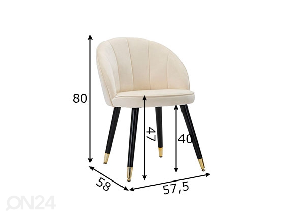 Обеденный стул Glam, кремовый/золотистый/чёрный размеры