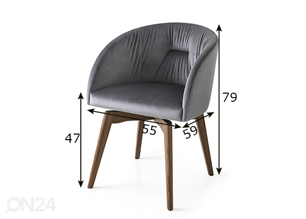 Обеденный стул Rosie Soft вращаемый, 2 шт размеры