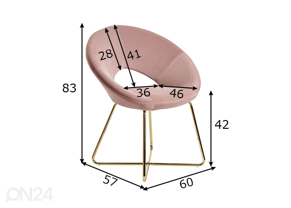 Обеденный стул, розовый размеры