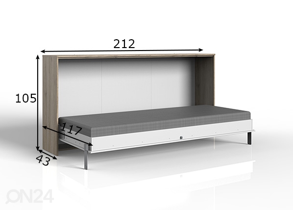 Откидная кровать-шкаф Juist 90x200 cm размеры