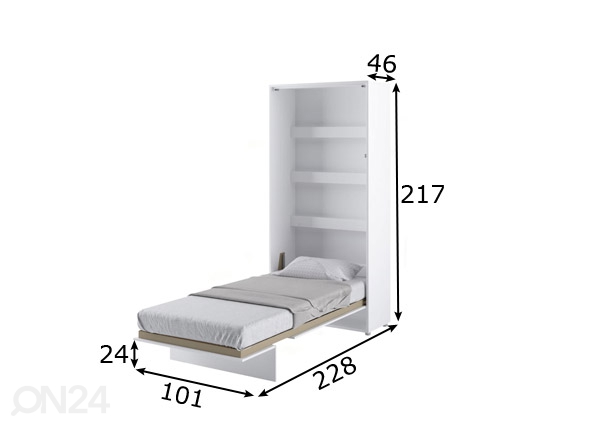 Откидная кровать-шкаф Lenart BED CONCEPT 90x200 cm размеры