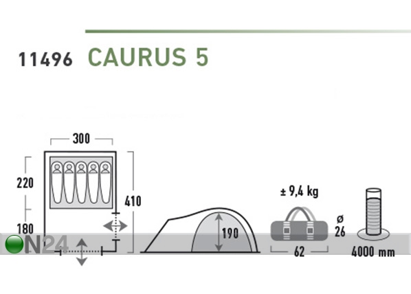 Палатка High Peak Caurus 5 бежевый / тёмно-коричневый размеры