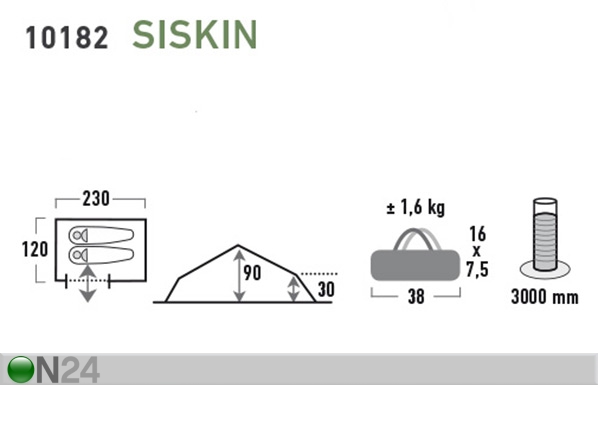 Палатка High Peak Siskin 2 серый / темно-серый размеры