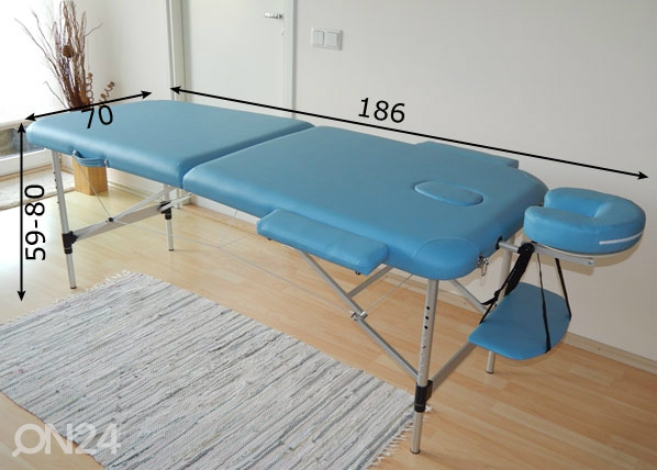 Переносной массажный стол с двумя секциями, синий размеры