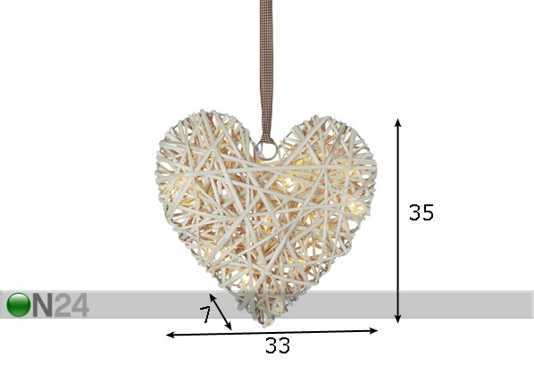 Плетеные сердца с LED лампочками размеры