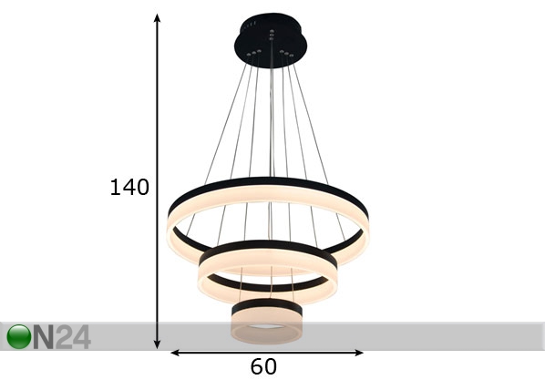 Подвесной светильник Circle 3 Black LED размеры