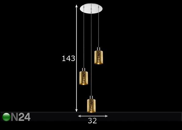 Подвесной светильник Pioli Gold 3B размеры