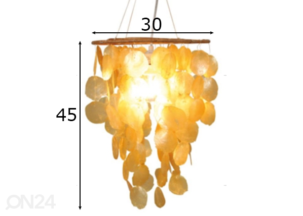 Подвесной светильник SHELL, желтый размеры