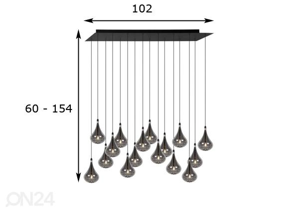 Подвесной светильник Tears LED диммируемый G4 - 16x1,5W размеры