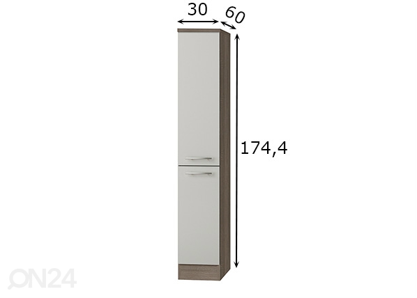 Полувысокий выдвижной кухонный шкаф Arta 30 cm размеры