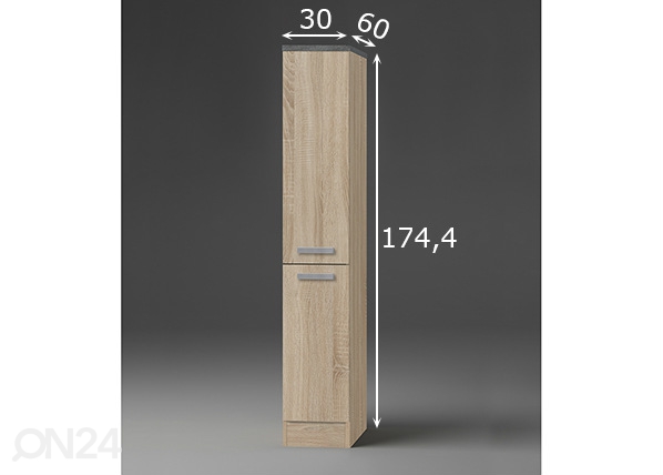 Полувысокий выдвижной кухонный шкаф Neapel 30 cm размеры