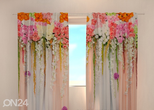 Полузатемняющая штора Flower lambrequins pink spring 240x220 см