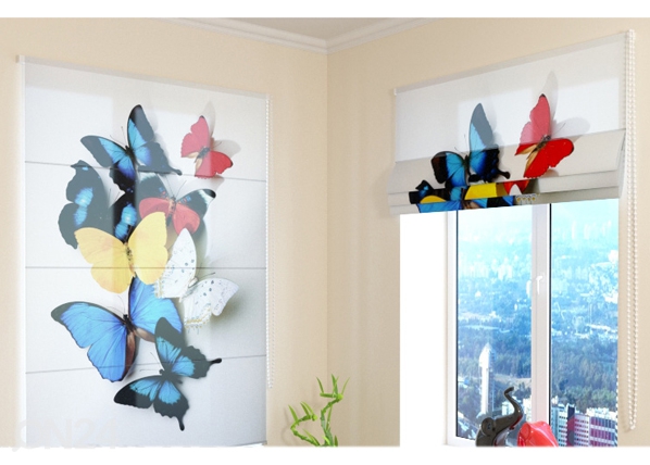 Полупрозрачная римскиая штора Colorful Butterflies 100x120 cm