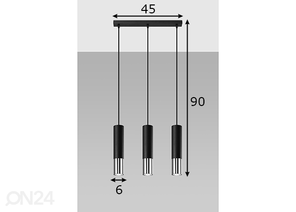 Потолочный светильник Loopez 3L, чёрный/хром размеры