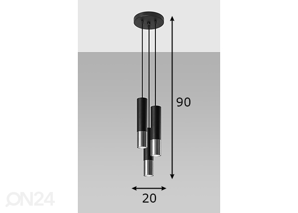 Потолочный светильник Loopez 3P, чёрный/хром размеры