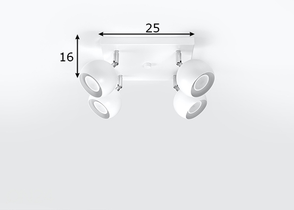Потолочный светильник Oculare 4, белый размеры