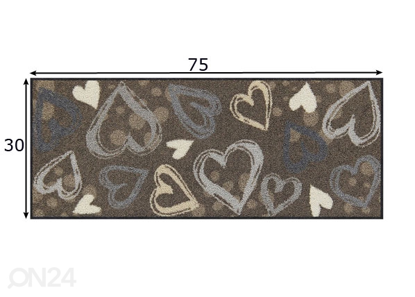 Придверный коврик Valentine Hearts city-chic 30x75 см размеры