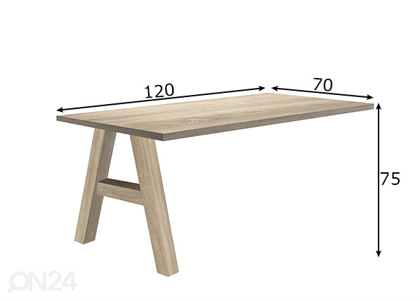 Прикрепляемый рабочий стол Mister Office A 120 cm размеры