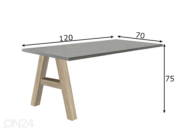 Прикрепляемый рабочий стол Mister Office A 120 cm размеры