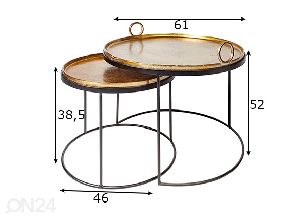 Приставной / сервировочный столик Oriental, 2 шт размеры