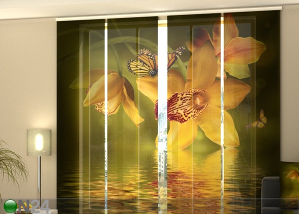 Просвечивающая панельная штора Nephrite Orchids 240x240 см